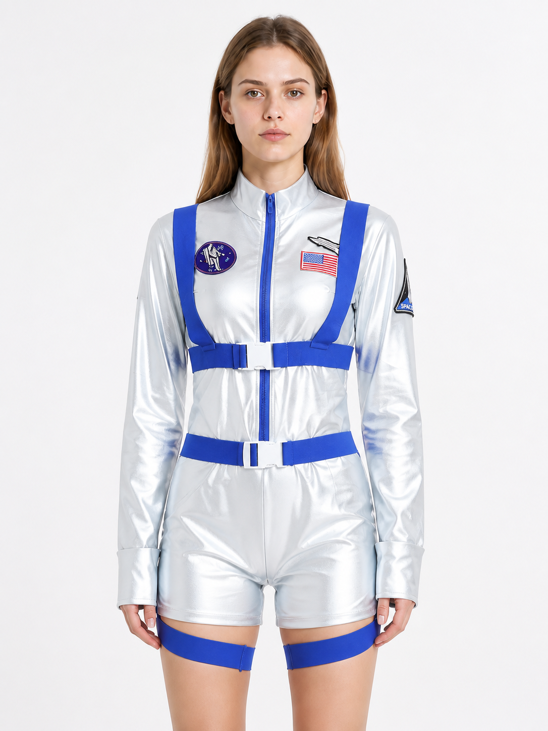 Silver Astronaut Jumpsuit with Shorts product detail 3