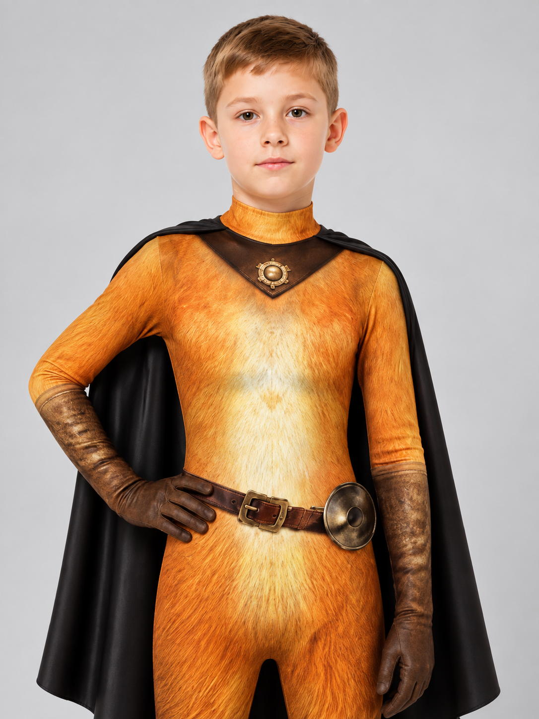 Cosplay Costume: Jumpsuit with Black Cape and Belt
