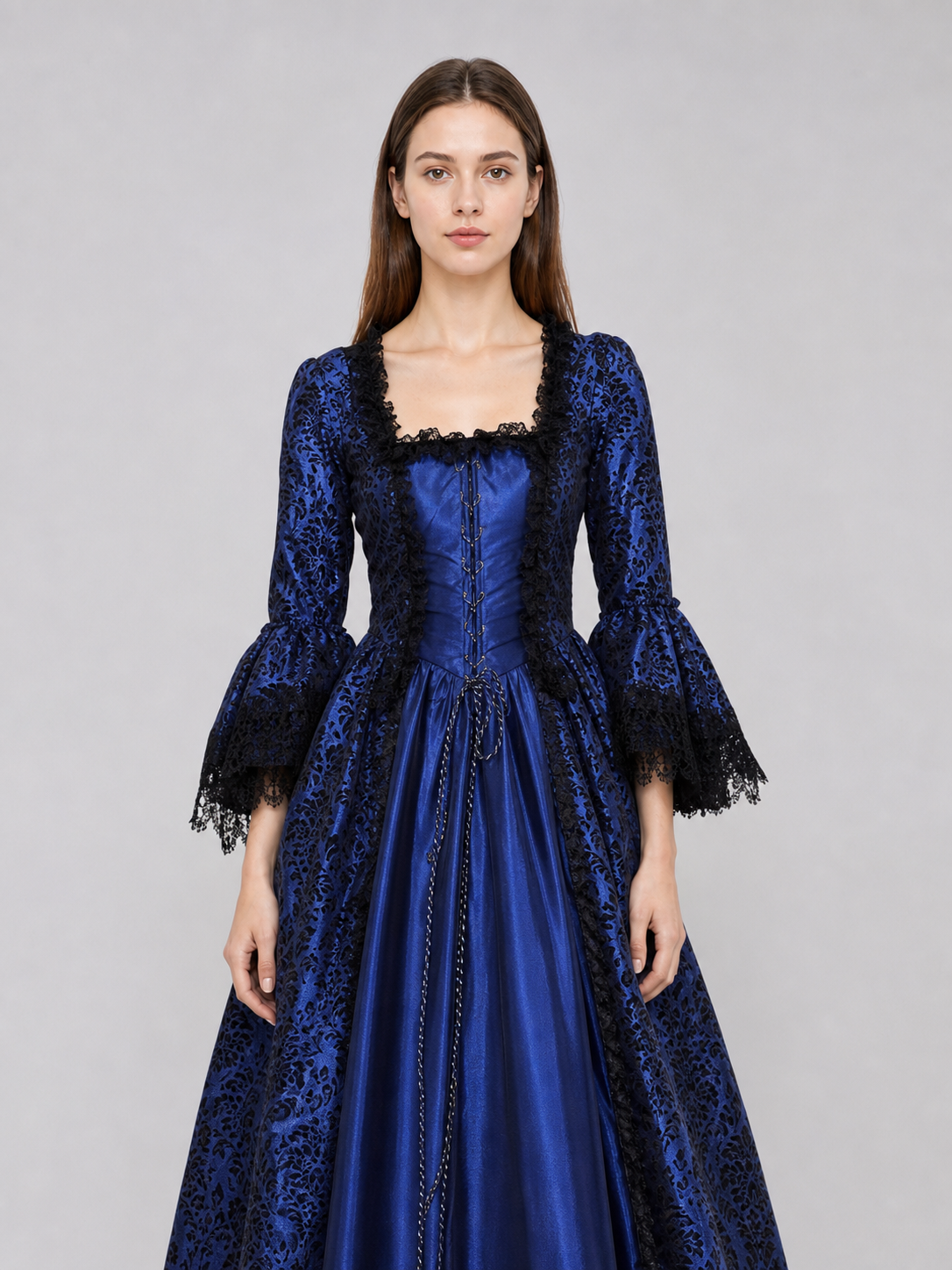 Gothic Historical Dress with Flared Sleeves