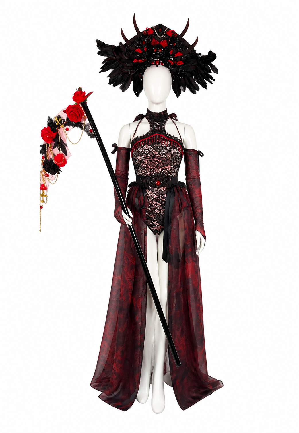 Demon Stage Costume with Horns and Cape Costume Capes detail 3