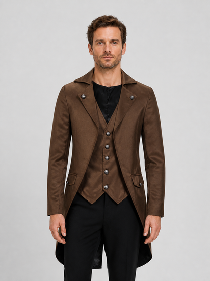 Brown Tailcoat with Tails for Halloween and Stage Costumes detail 3