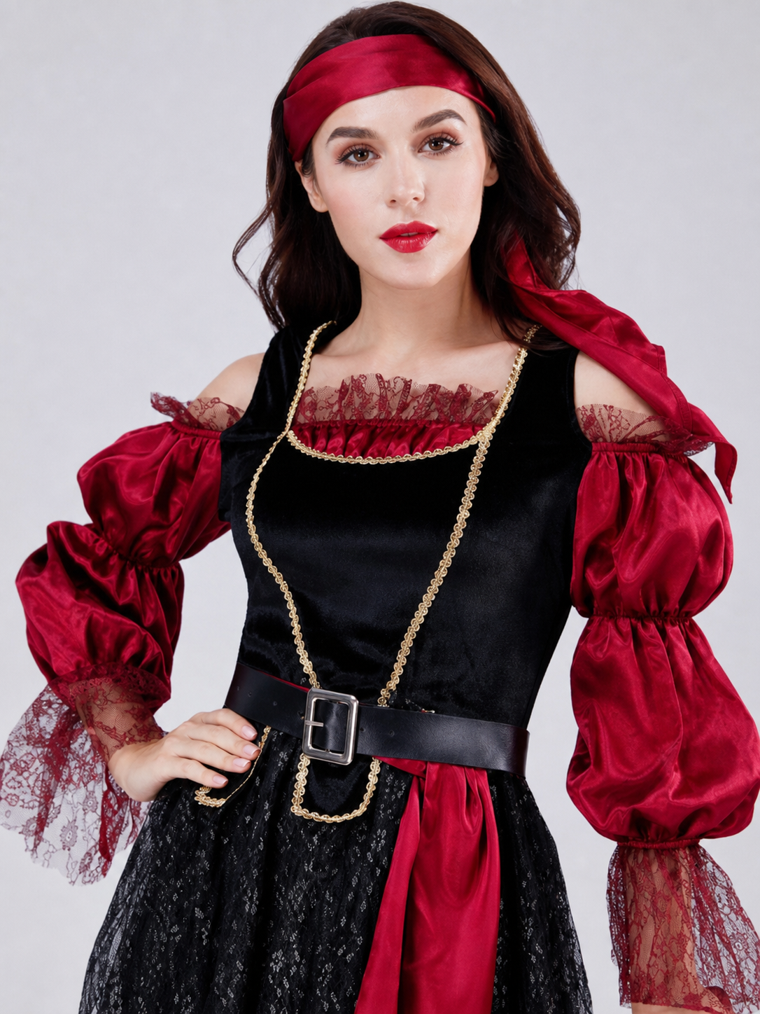 Pirate Costume in a Red-and-Black Style