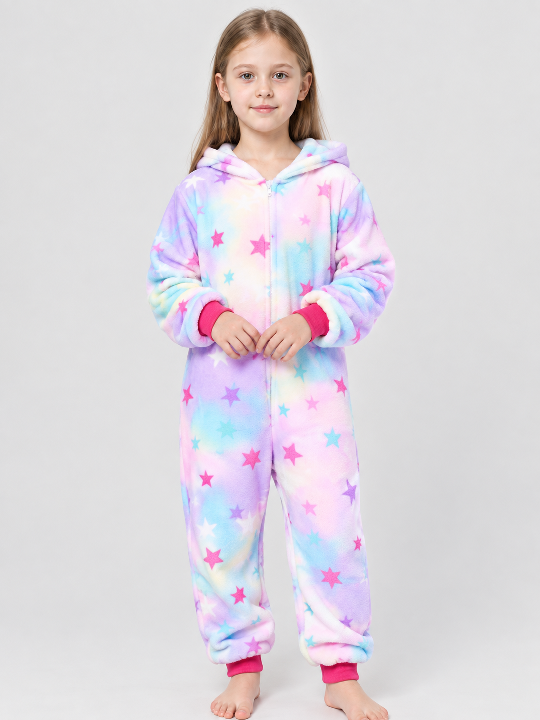 Kids' Flannel Star-Print Pajama Jumpsuit