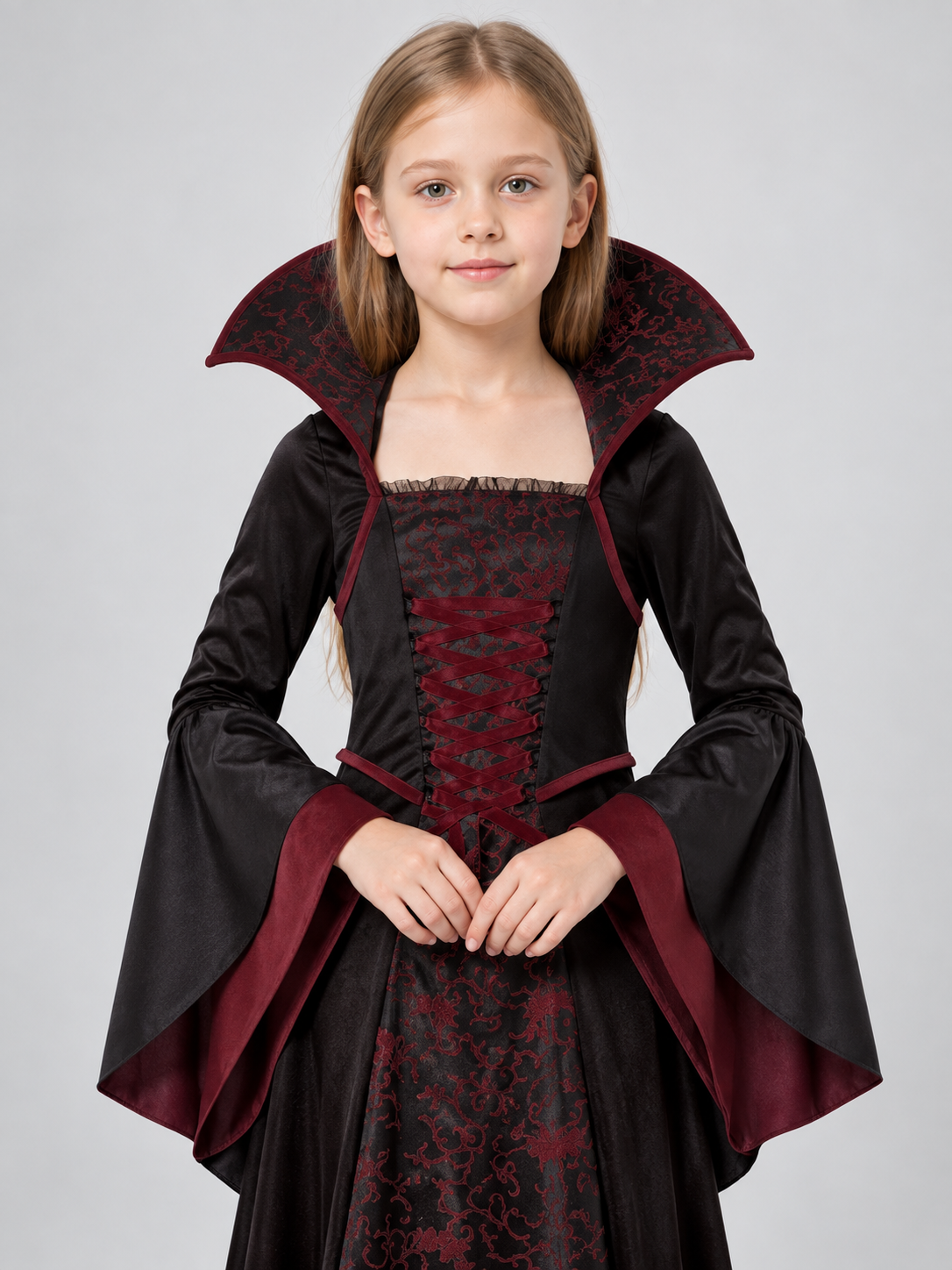 Carnival Dress with High Collar and Lacing