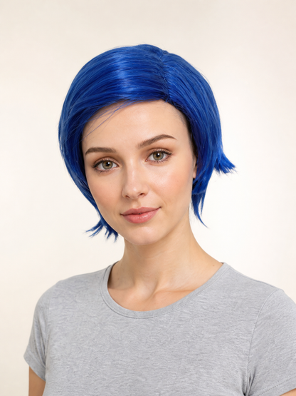 Blue Bob Wig with Side-Swept Bangs for Cosplay and Parties Costume Wigs detail 2