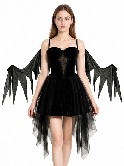 Black Dress with Wings and an Asymmetrical Hem Costume Dresses detail 3