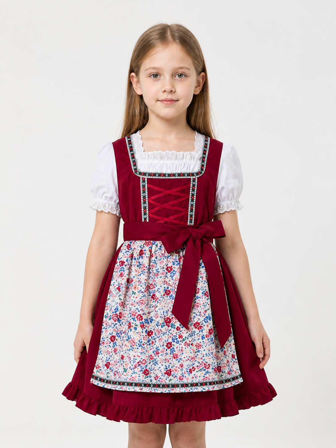 Children's Dirndl-Style Dress with Apron for Oktoberfest