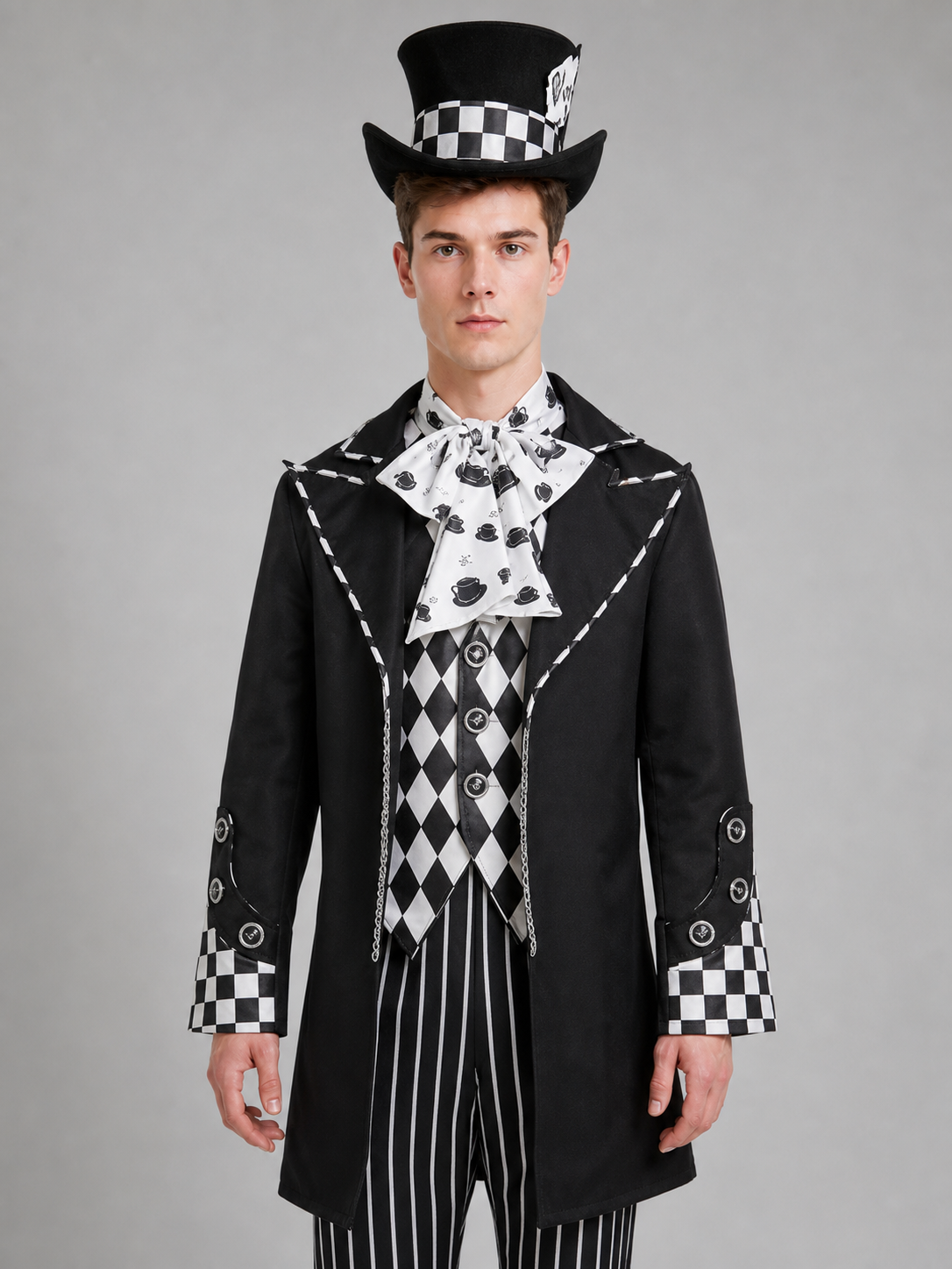 Gothic Magician Costume with Top Hat for Halloween