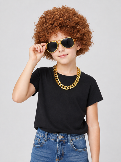 Costume accessory set: wig, glasses, chain Costume Wigs detail 3