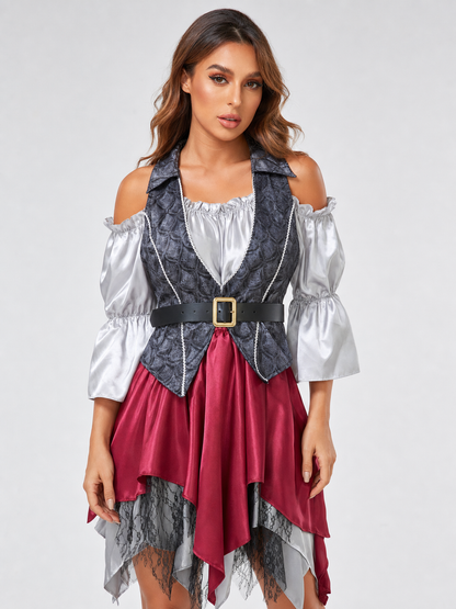 Pirate Costume with Vest and Asymmetrical Skirt