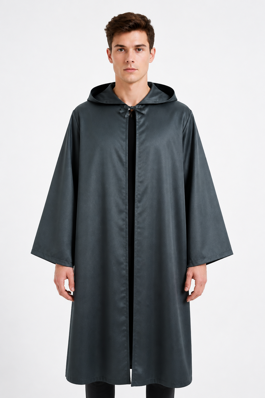 Long Loose-Fit Hooded Cape