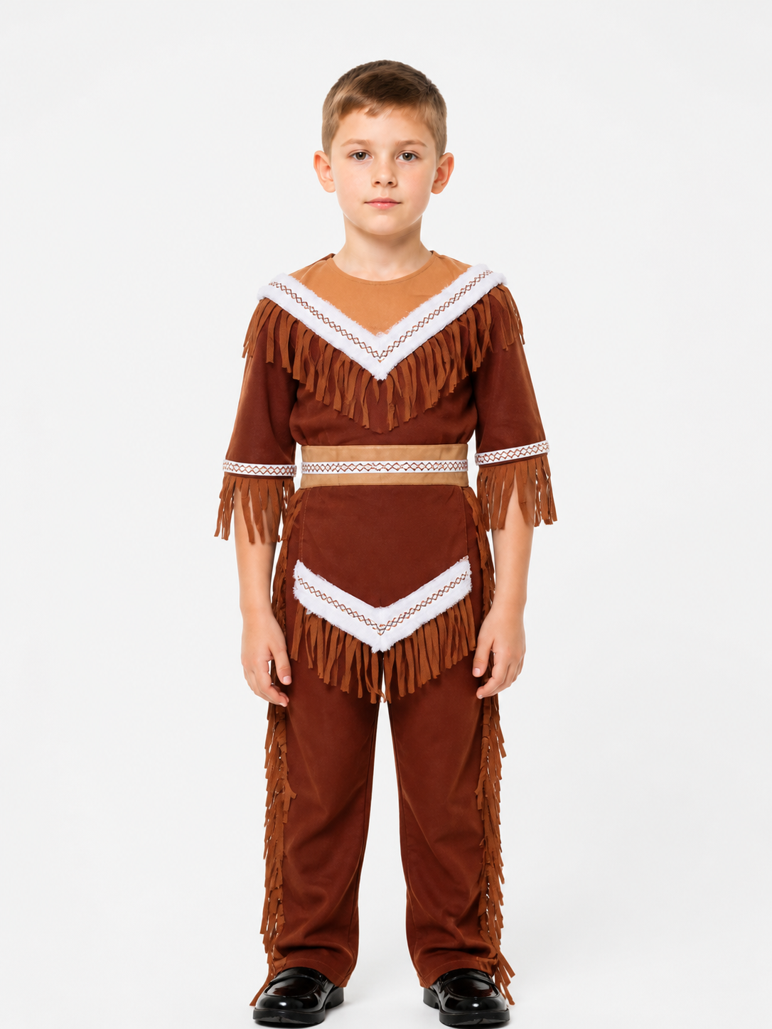 Children's Native American costume with fringe and white trim Costumes detail 3
