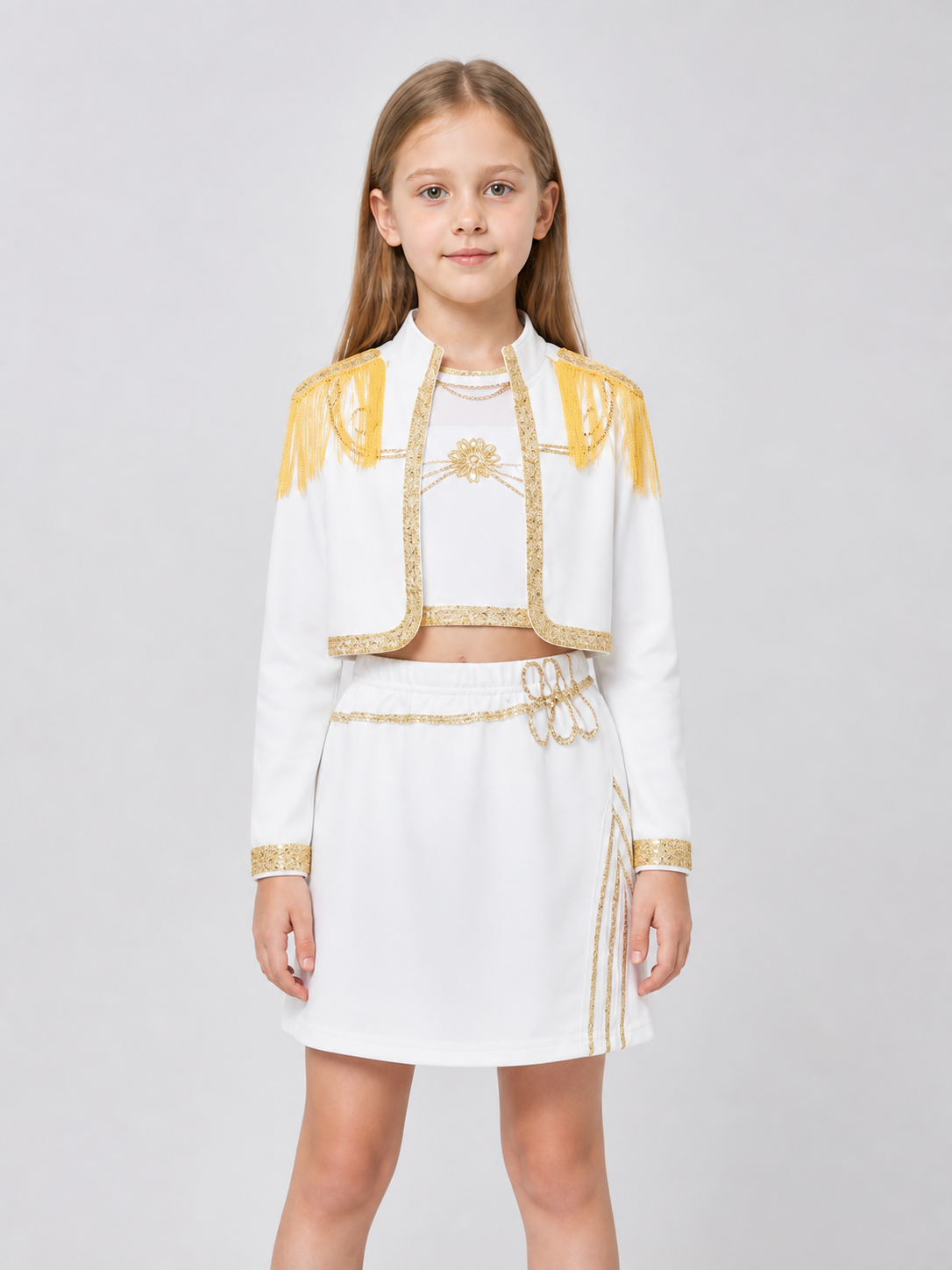 Children’s Stage Costume, White with Gold, Three-Piece Set product detail 3