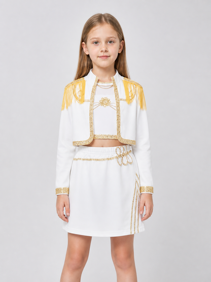 Children’s Stage Costume, White with Gold, Three-Piece Set product detail 3