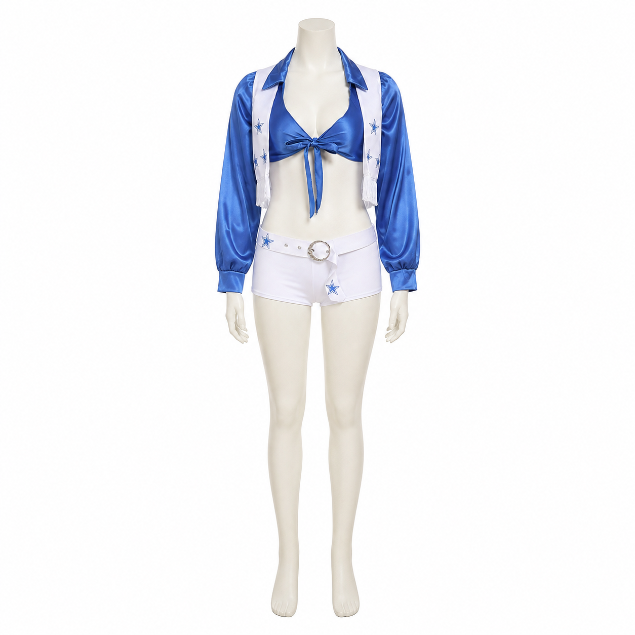 Blue and White Cheerleading Costume with Stars Costumes detail 2