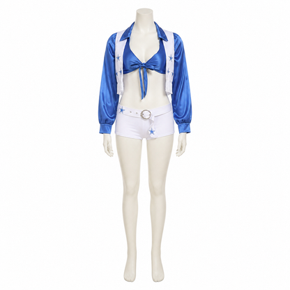 Blue and White Cheerleading Costume with Stars Costumes detail 2