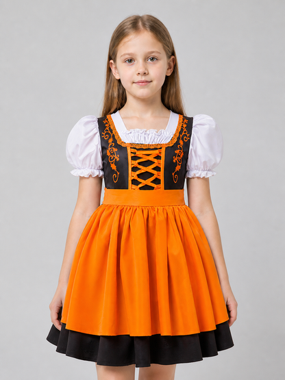 Orange Dirndl Dress with Bodice and Full Skirt Costume Dresses detail 2