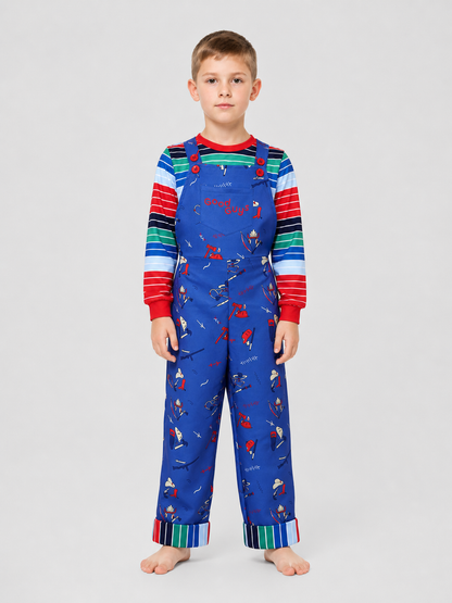 Chucky Cosplay Costume, Long-Sleeve Shirt and Bib Overalls Costumes detail 3