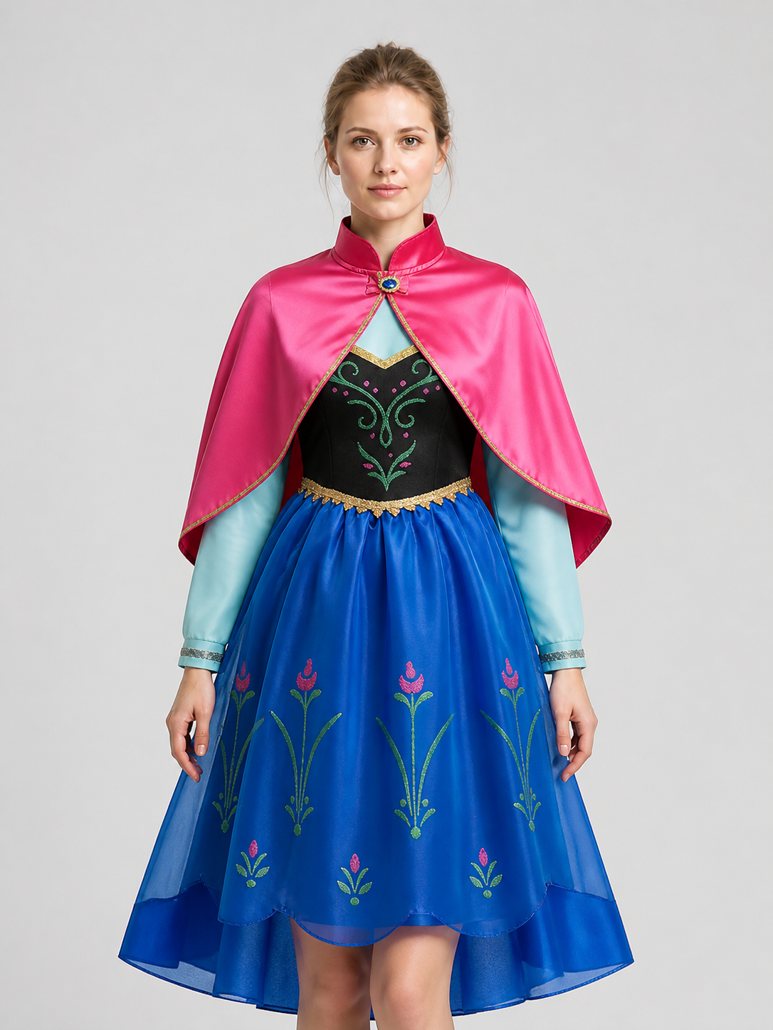 Princess Elsa Dress with Blue Skirt and Pink Cape Costume Dresses detail 3