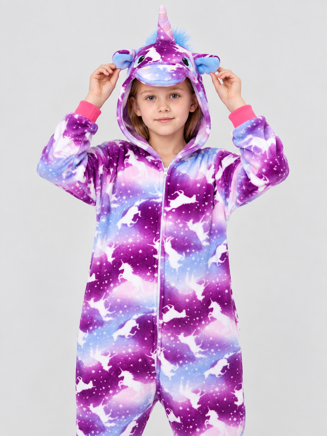 Kids' Hooded One-Piece Pajama with Horn and Tail