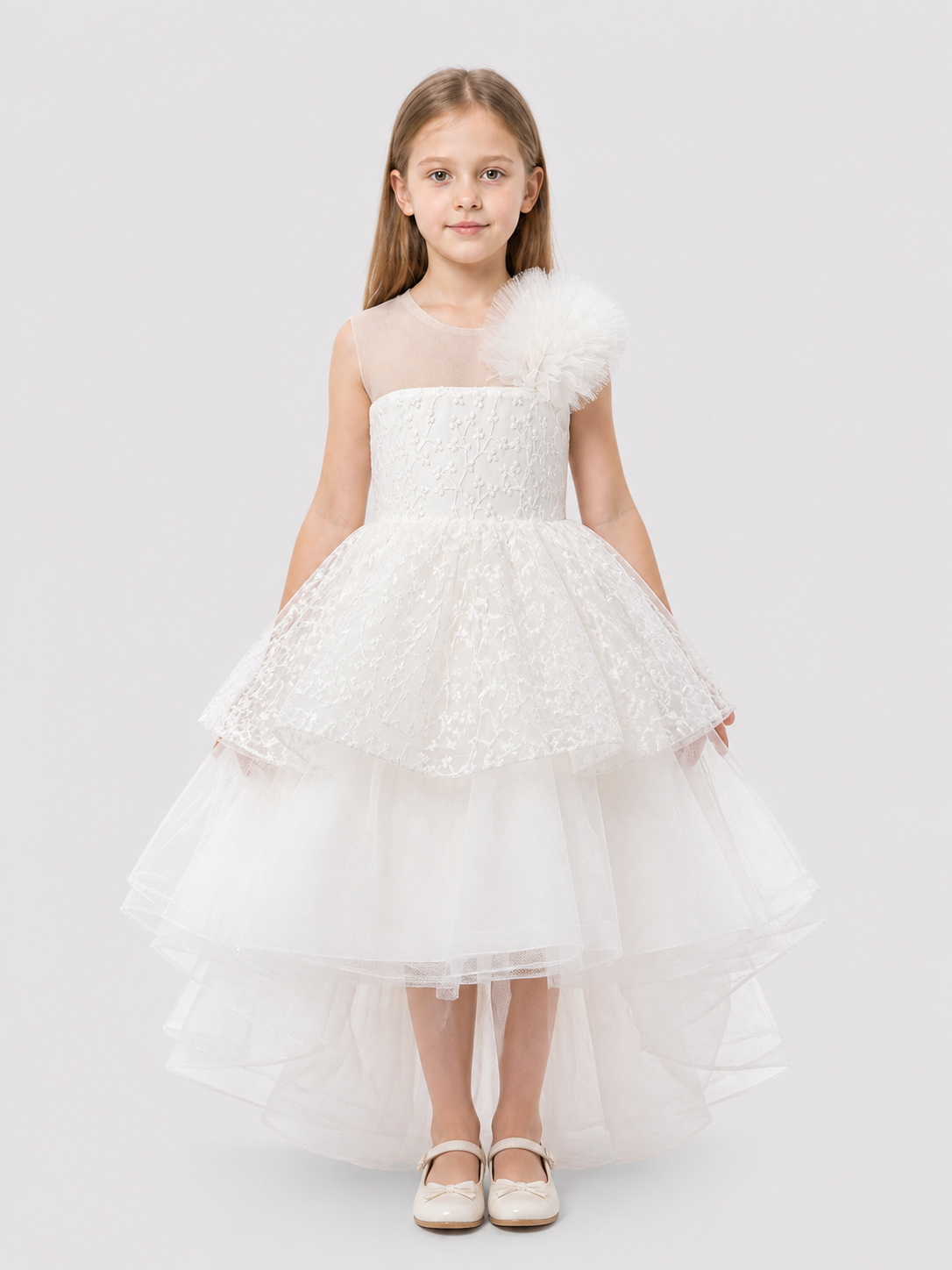Girls’ Princess Dress with Tulle Skirt and Train product detail 3
