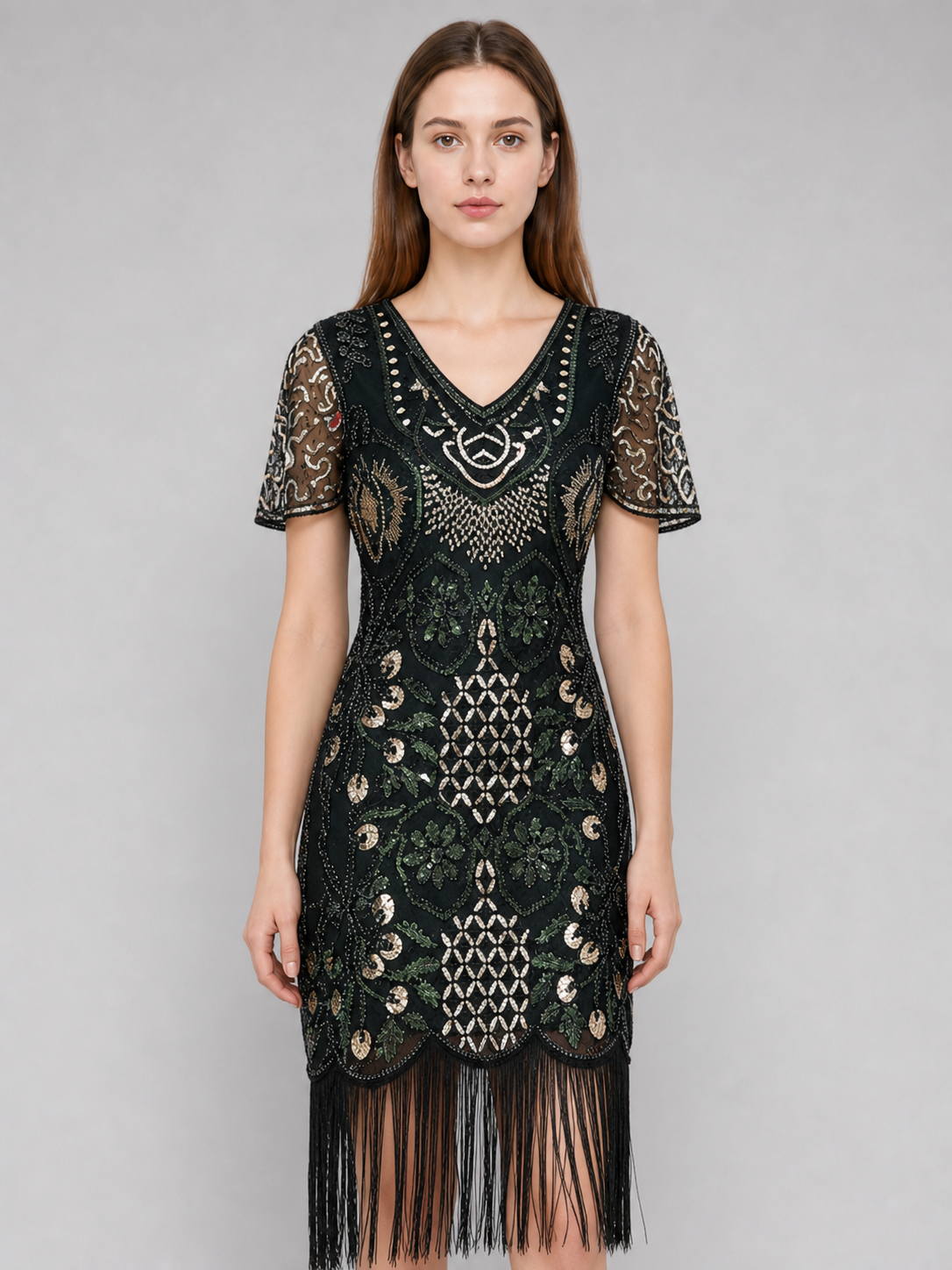 Vintage Art Deco Fringe and Sequin Dress
