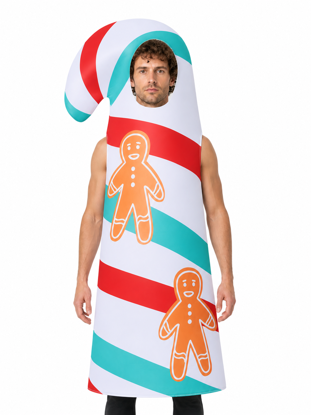 Carnival Candy Cane Jumpsuit with Hood Costume Accessories detail 3