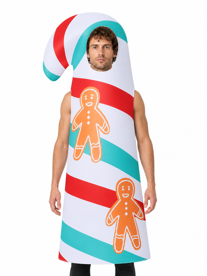 Carnival Candy Cane Jumpsuit with Hood Costume Accessories detail 3