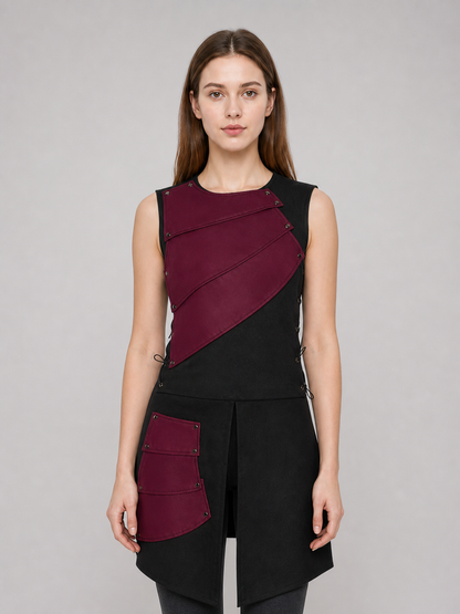 Sleeveless Jumpsuit with Asymmetrical Panels