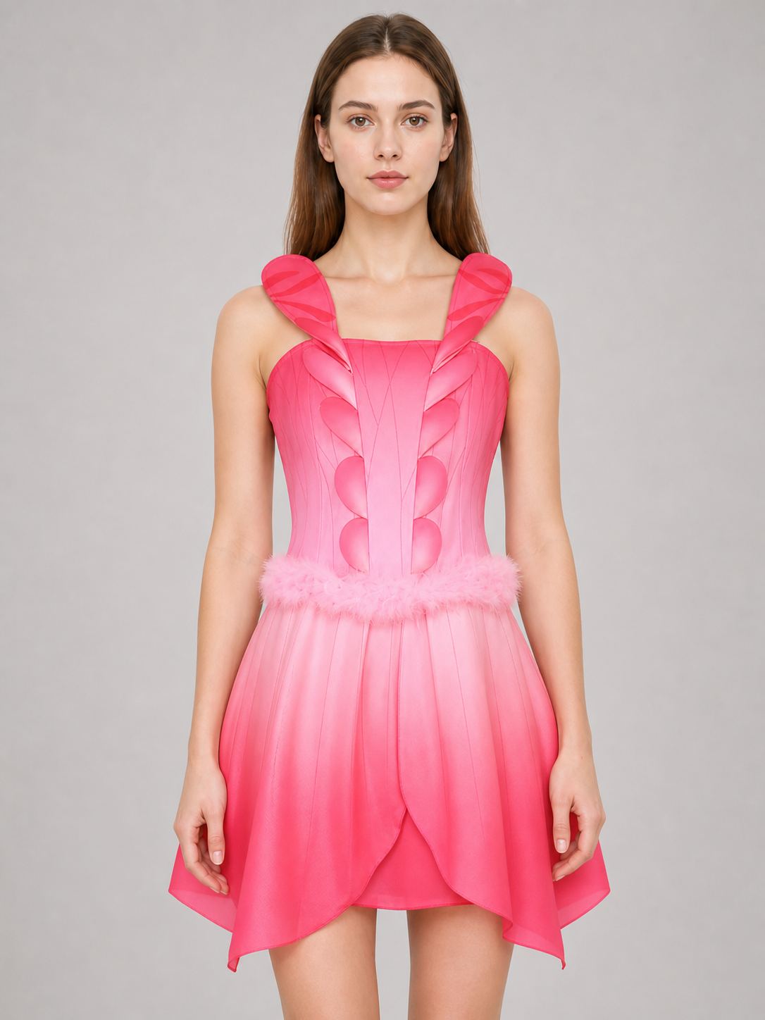 Cosplay Dress with Wings, Belt, and Full Hem