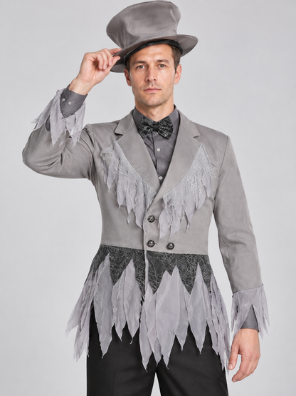 Vampire carnival costume with gray hat and bow tie