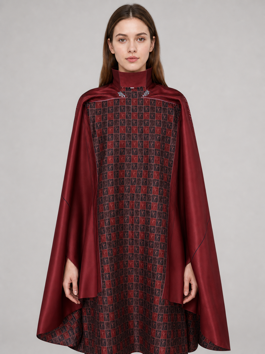 Red Cosplay Cloak with a High Collar