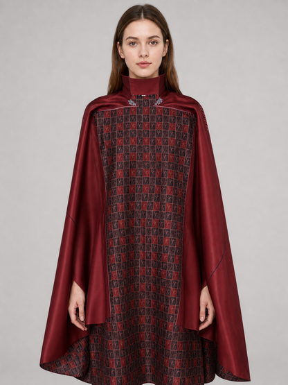Red Cosplay Cloak with a High Collar