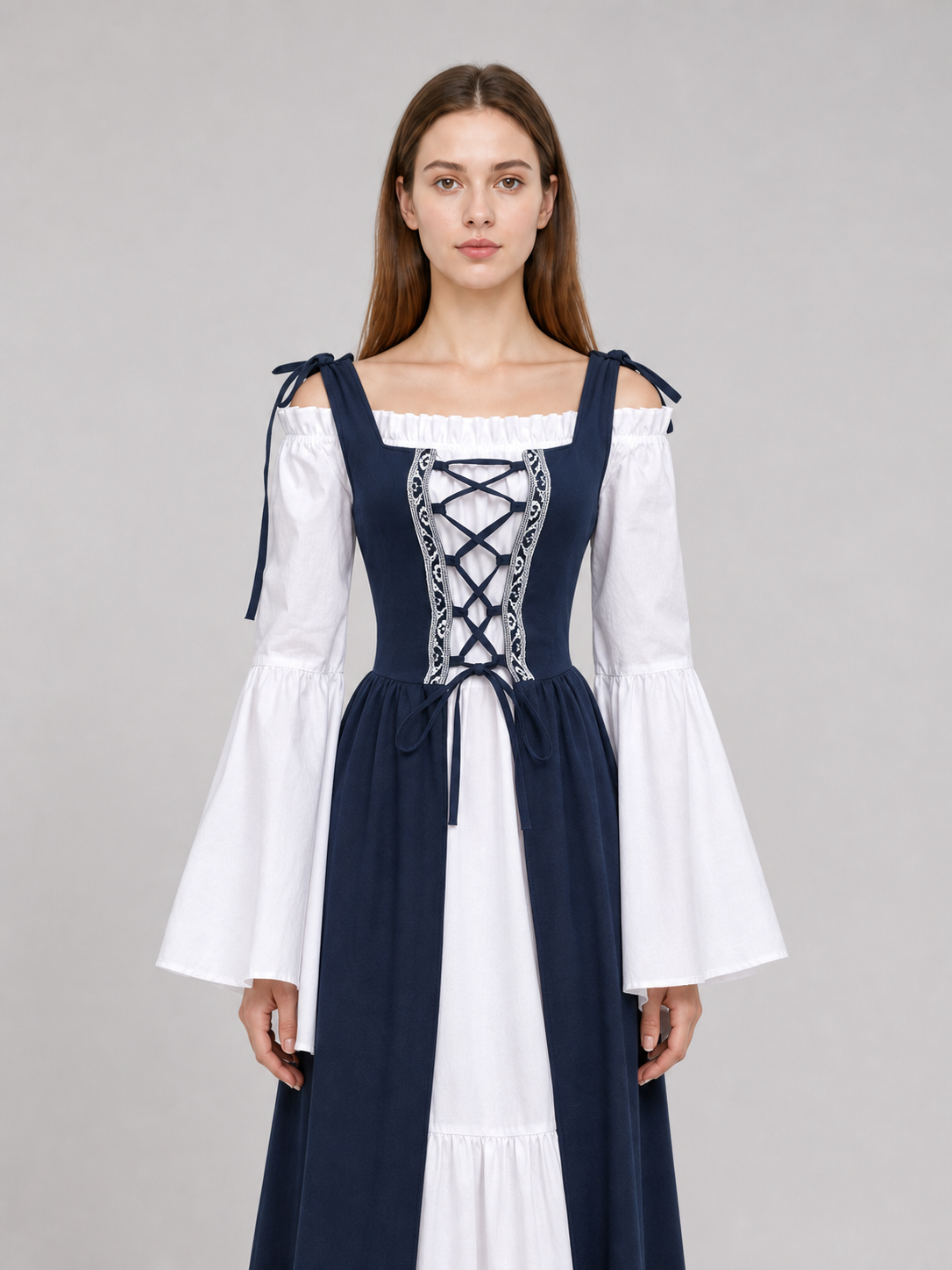 Medieval-Style Dress with a Square Neckline