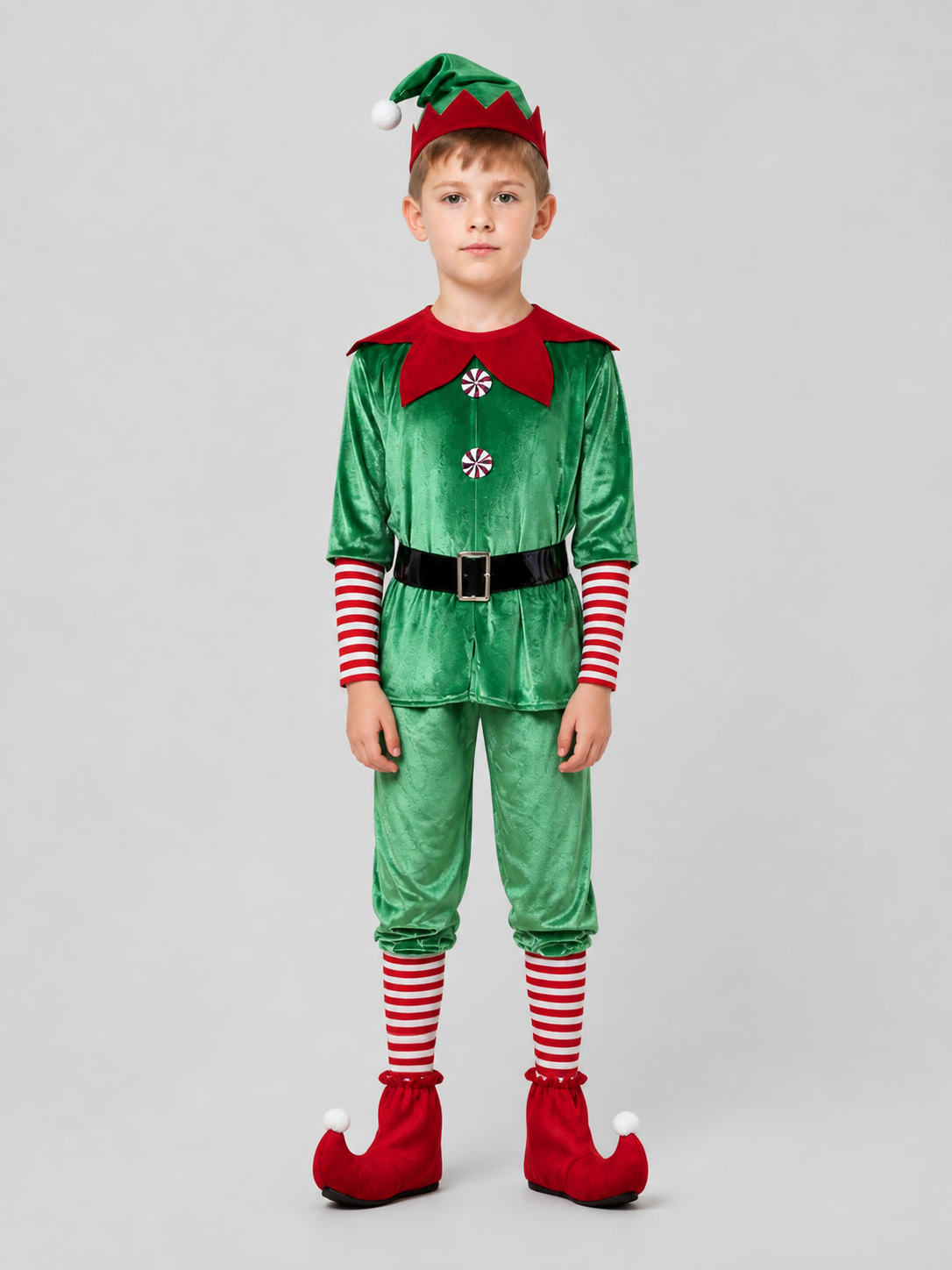 Christmas Elf Costume Set with Hat and Boot Covers Costume Headwear detail 3
