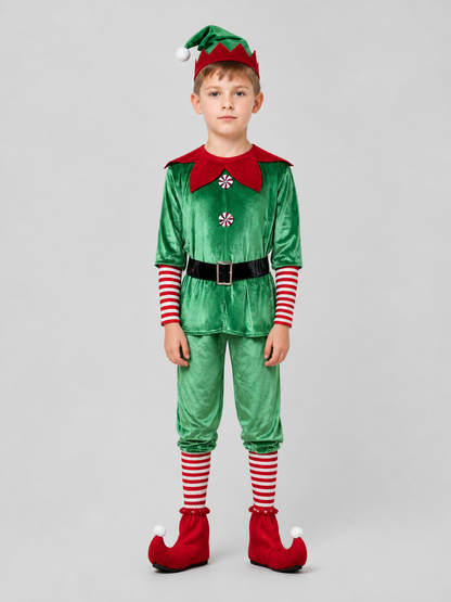 Christmas Elf Costume Set with Hat and Boot Covers Costume Headwear detail 3