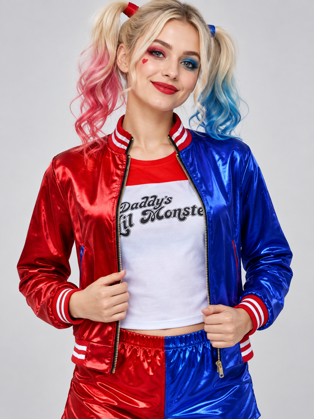 Cosplay Costume Jacket, T-Shirt, Shorts Red Blue White