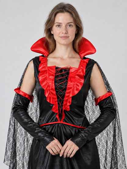 Vampire Queen Carnival Costume with Lace Cape