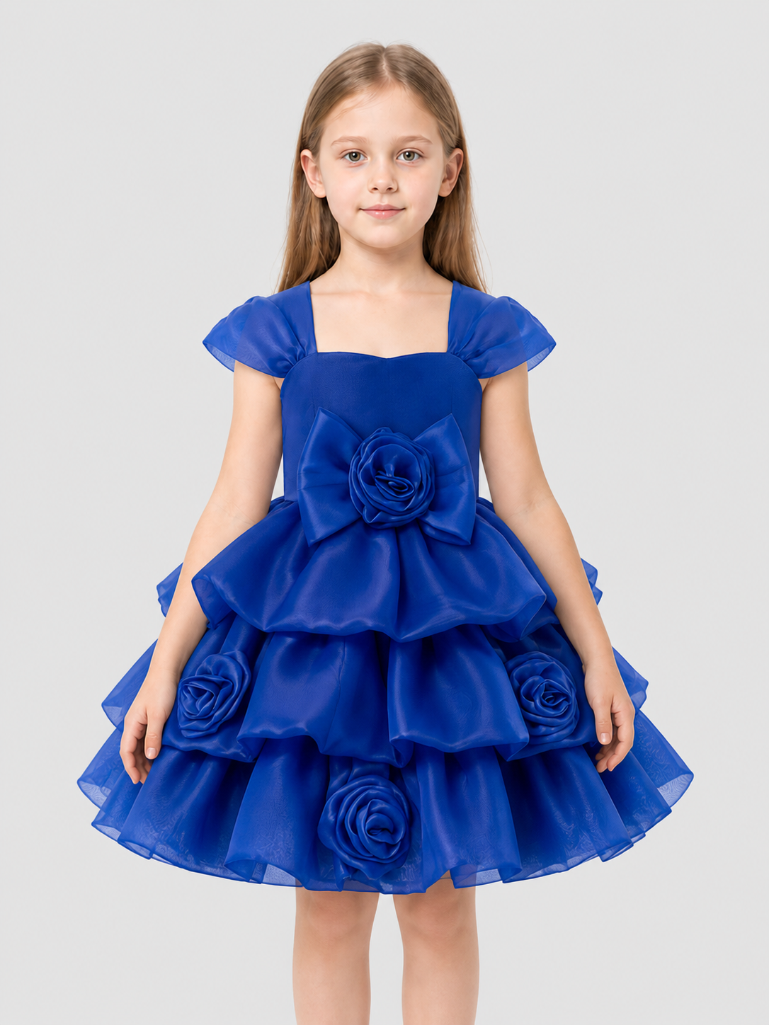 Full Dress with Roses and Bow, Blue Costume Dresses detail 3