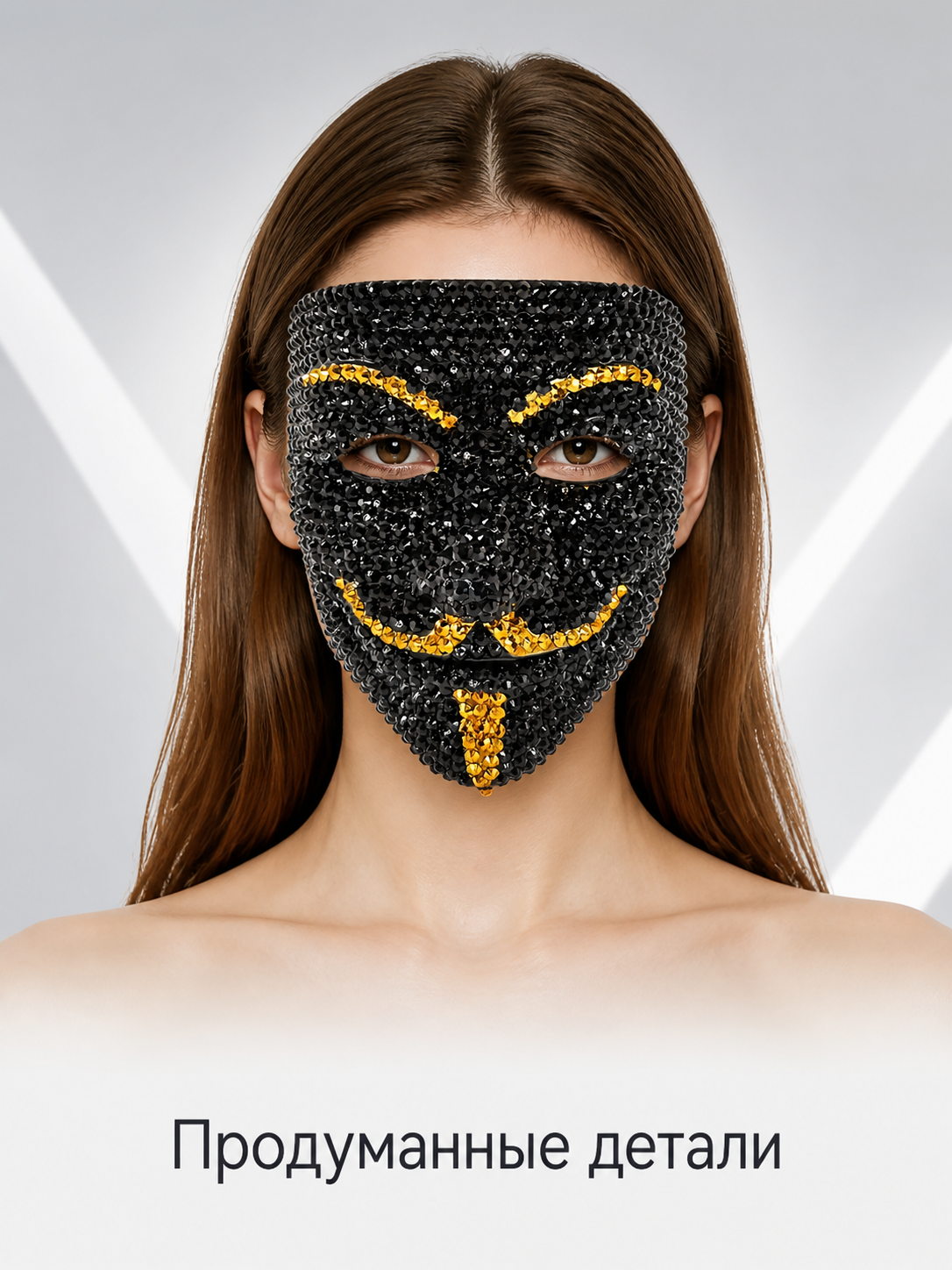 Black and Gold Carnival Mask for Halloween and Cosplay Costume Masks detail 2