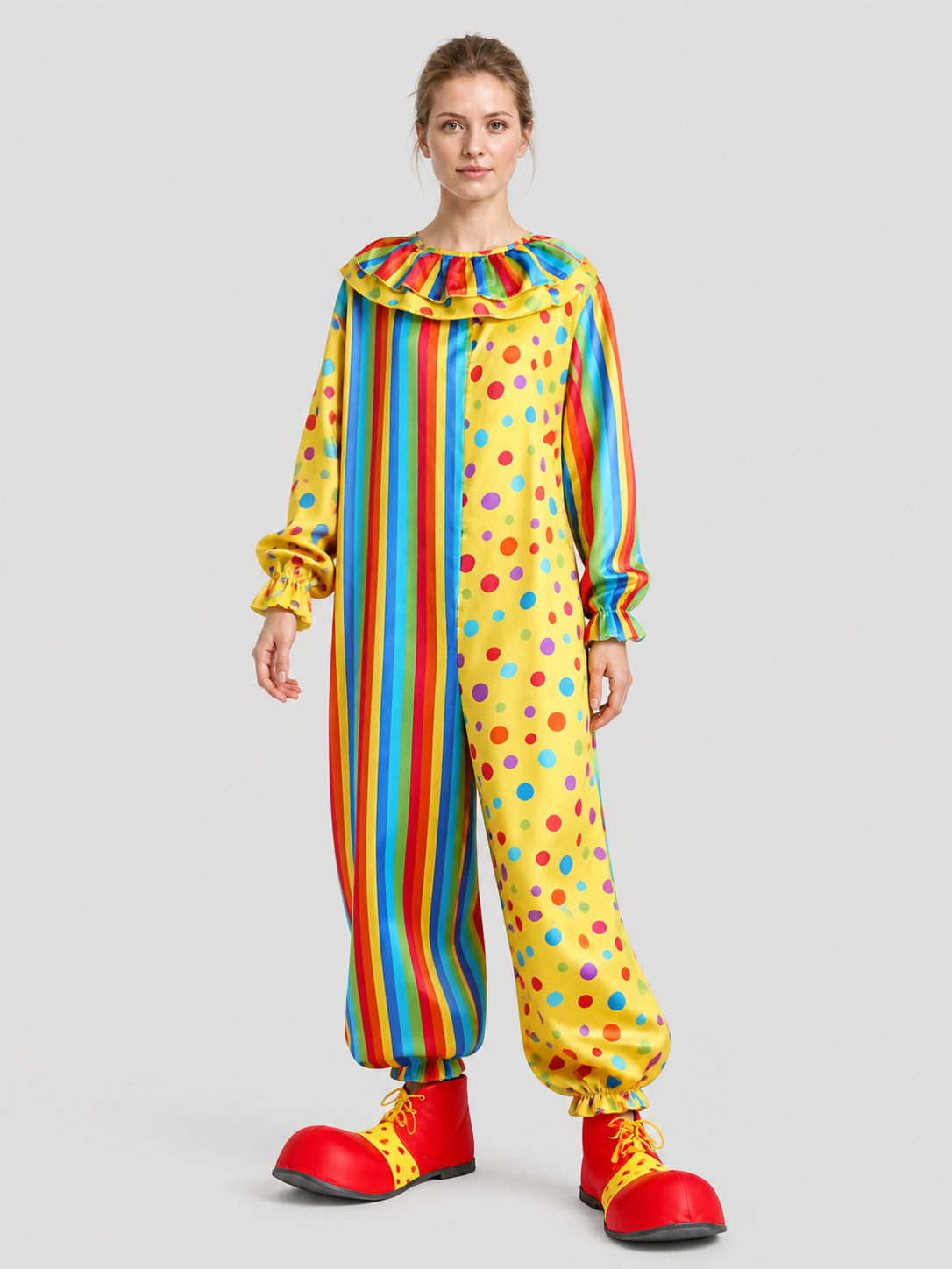 Striped and Polka-Dot Clown Carnival Jumpsuit Costumes detail 3