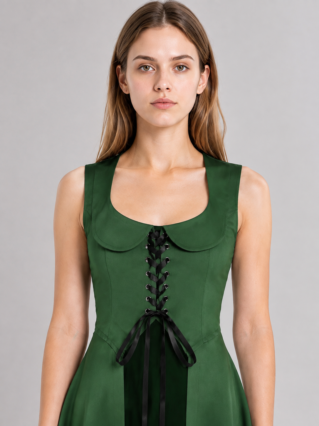 Dark Green Lace-Up Cosplay Dress Costume Dresses detail 2