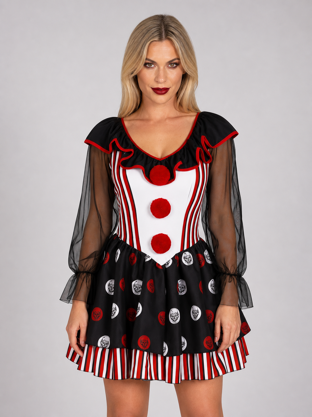 Circus-Style Clown Costume for Stage Performances