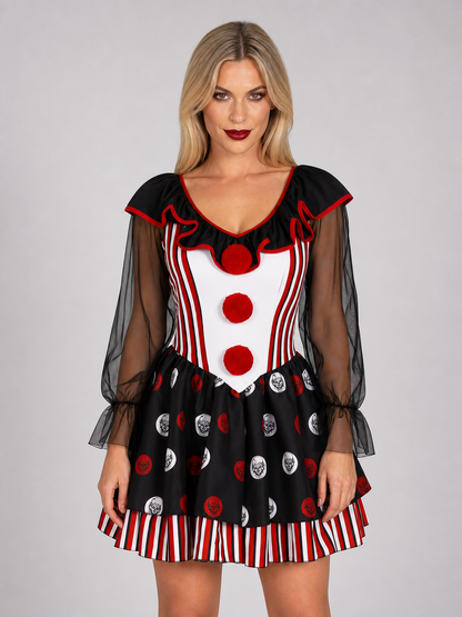 Circus-Style Clown Costume for Stage Performances