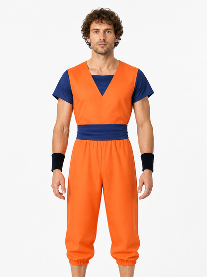 Orange and Blue Short-Sleeve Cosplay Jumpsuit Costumes detail 3
