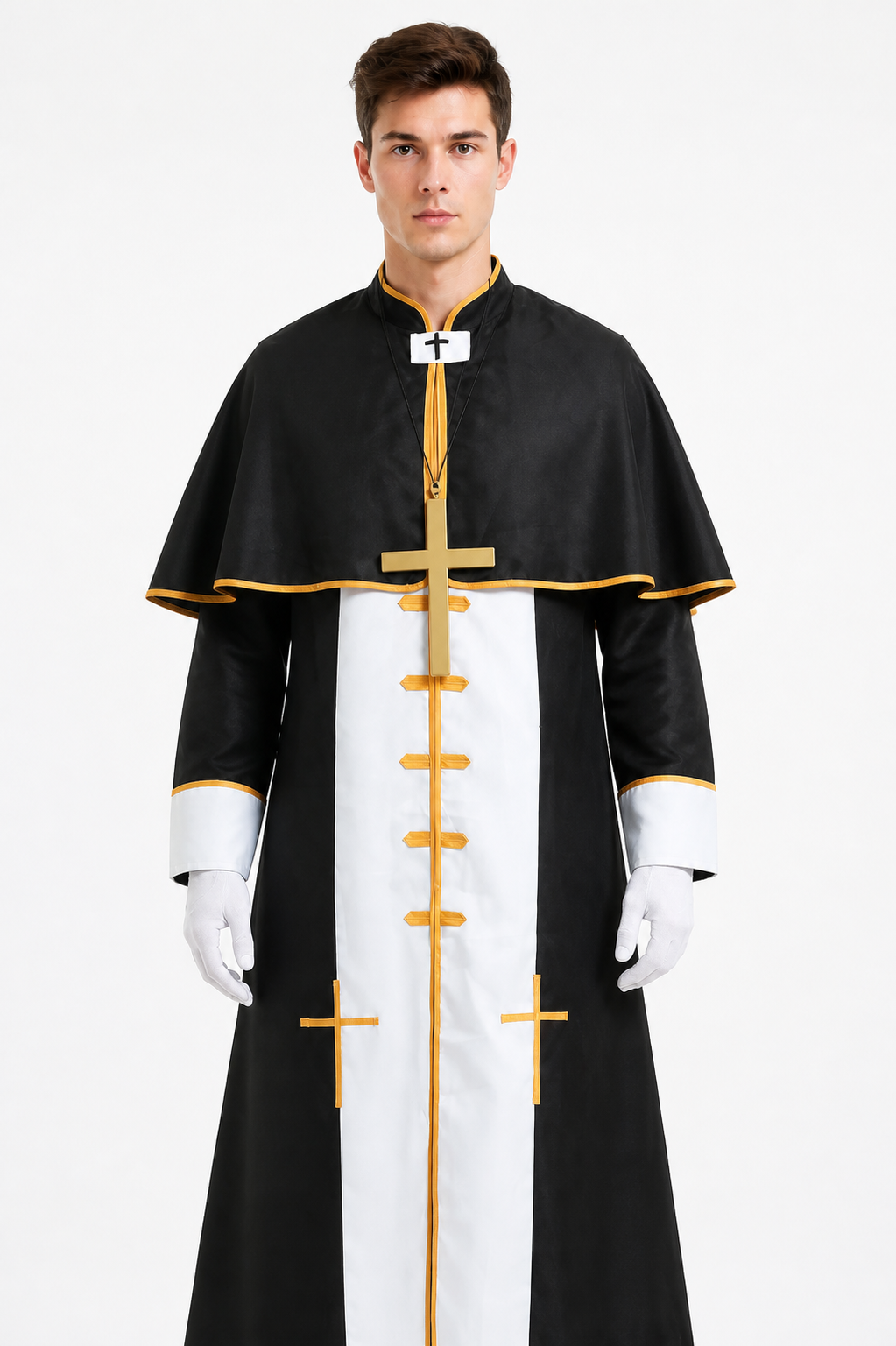 Black Cassock with Cross and Gold Trim product detail 2