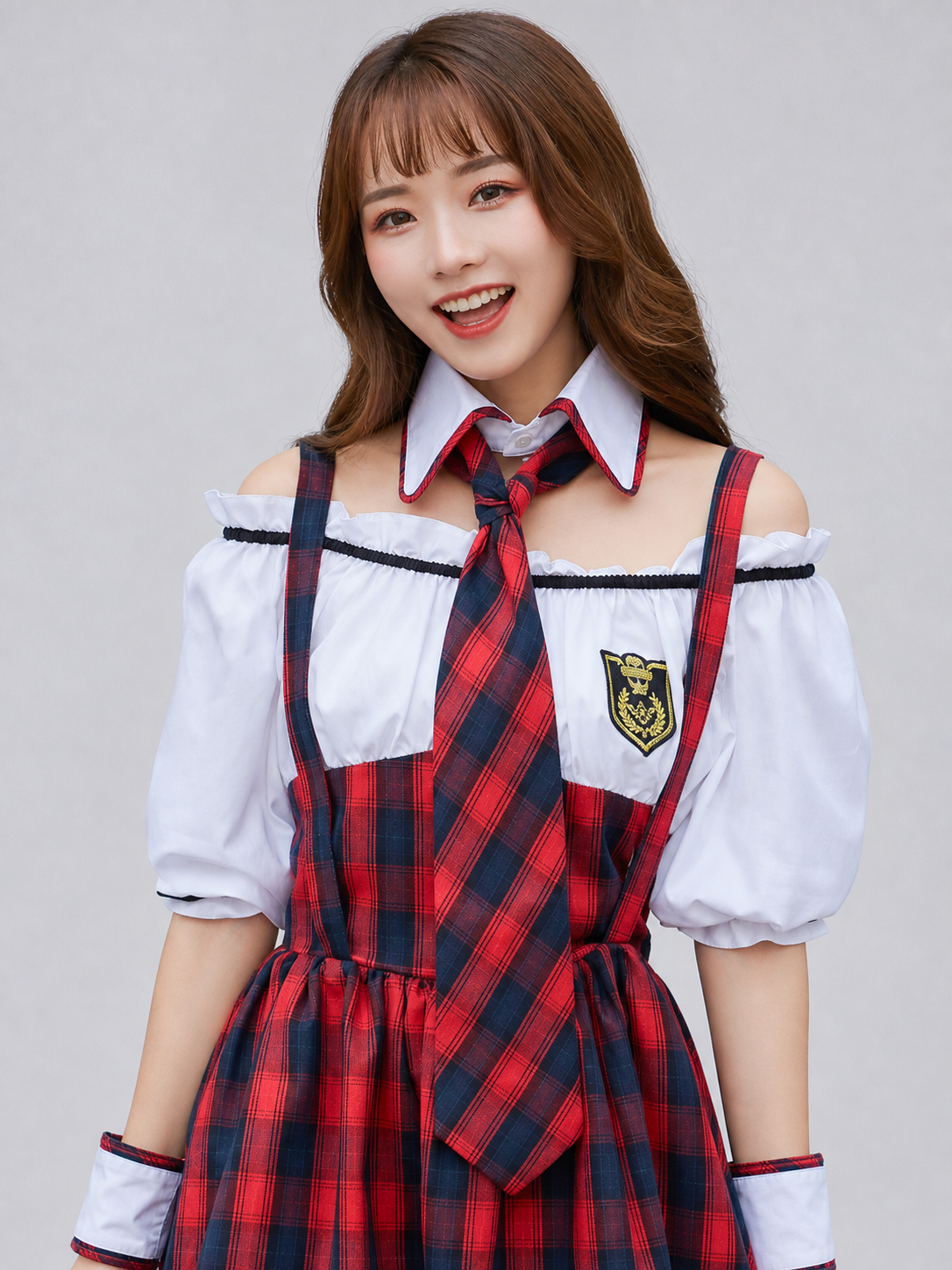 School Uniform-Style Stage Costume, Red and Blue