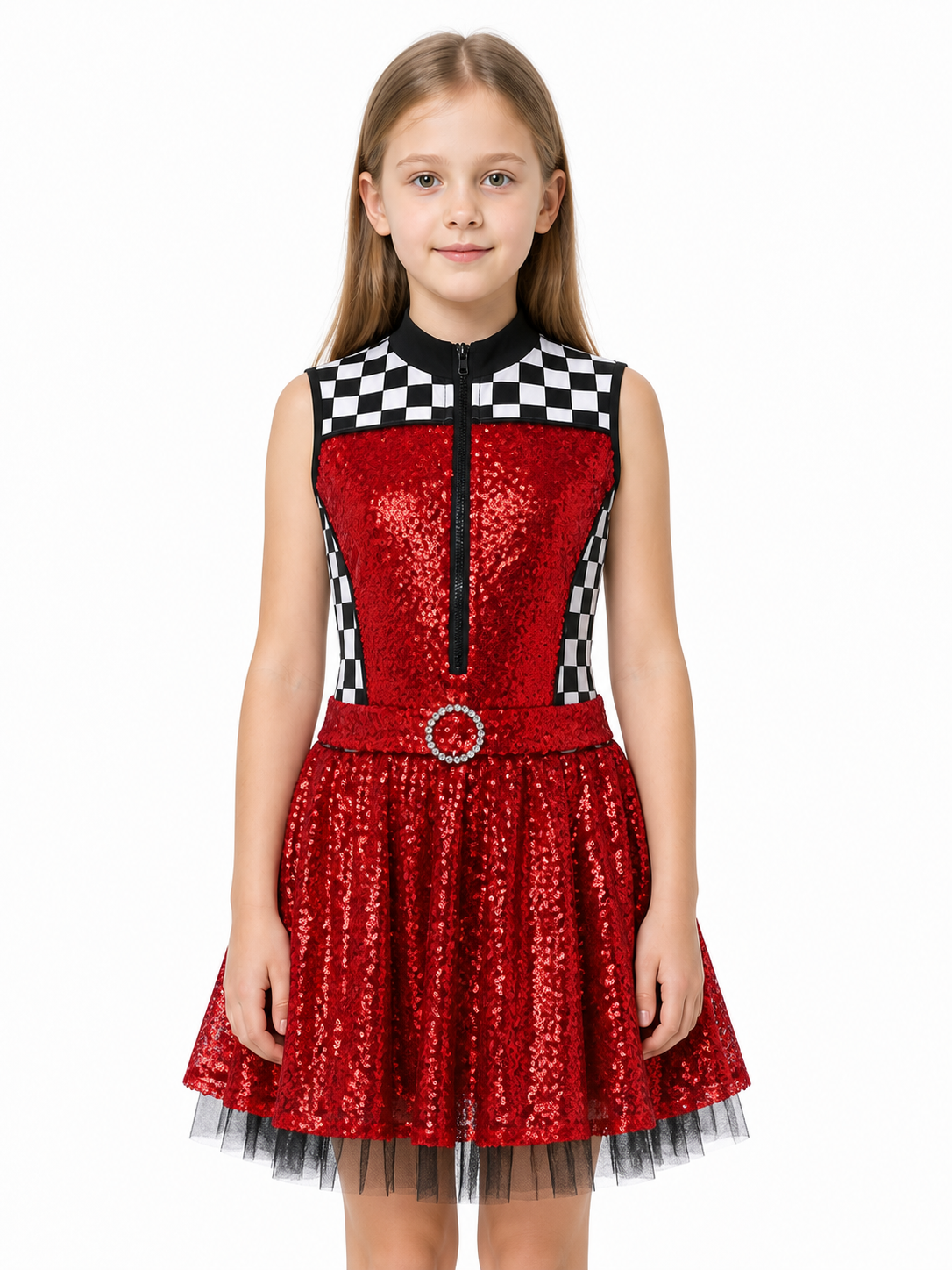Sequin Dress with Checkered Print Costume Dresses detail 3