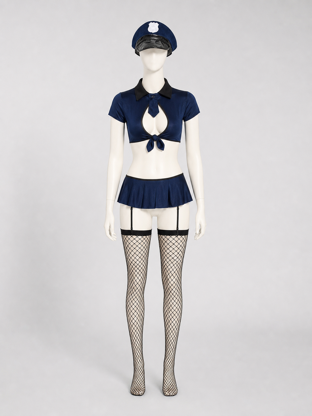 Two-Piece Dark Navy Police Costume with Cap