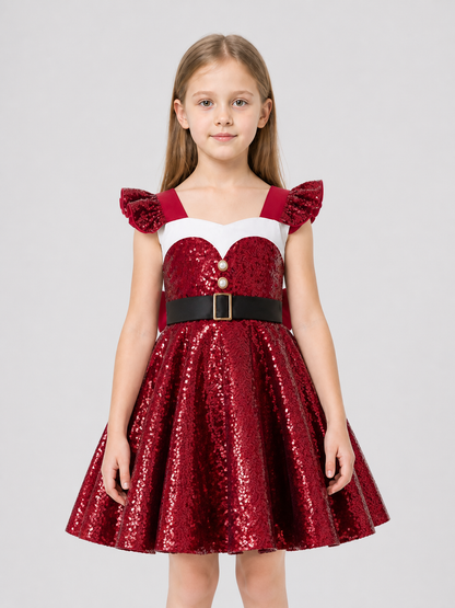 Children's Party Dress with Sequins and Bow Costume Dresses detail 3
